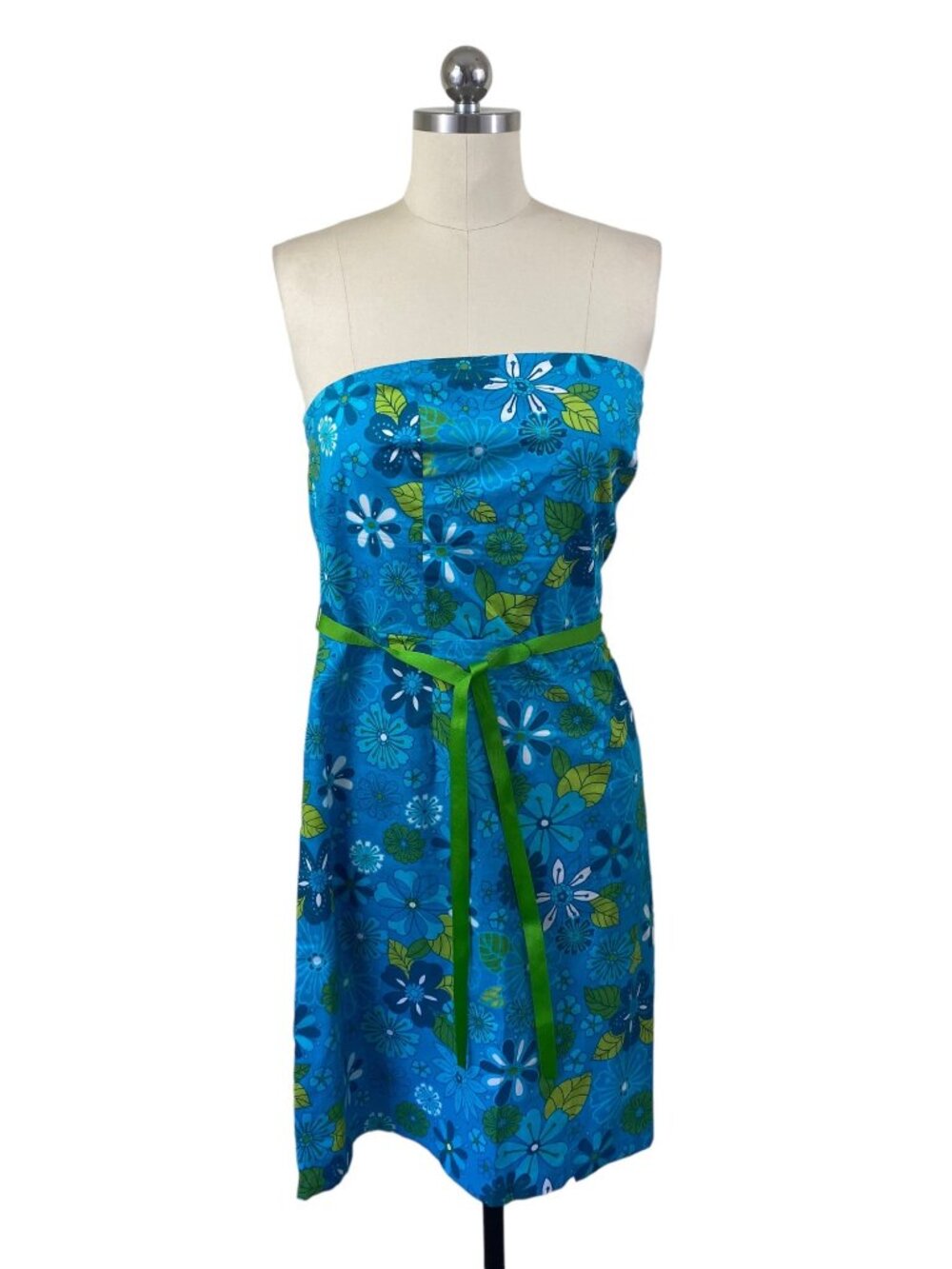 Faith Passion Y2K Dress JR 11 Blue Floral Strapless Surfer Island Coconut Girl
